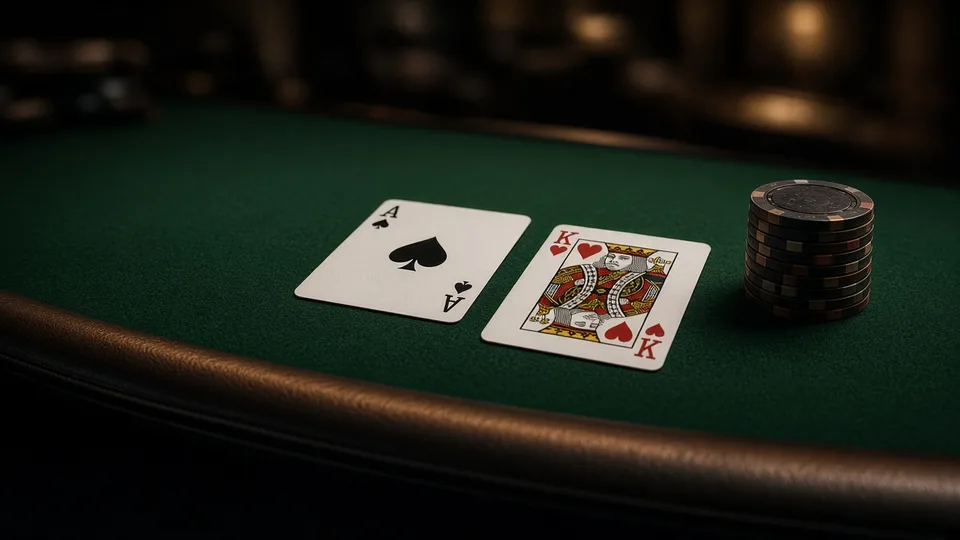 An ace and a king on green felt
